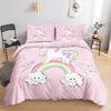 Kawaii Unicorn Colorful Luminous Unicorn Kids Bedding Set For Girls Pink Deluxe Quilt Cover Bedding Set King Queen Quilt Cover