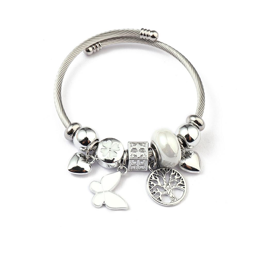 Stainless steel DIY silver opening adjustable bracelet women's personality simple bracelet jewelry new
