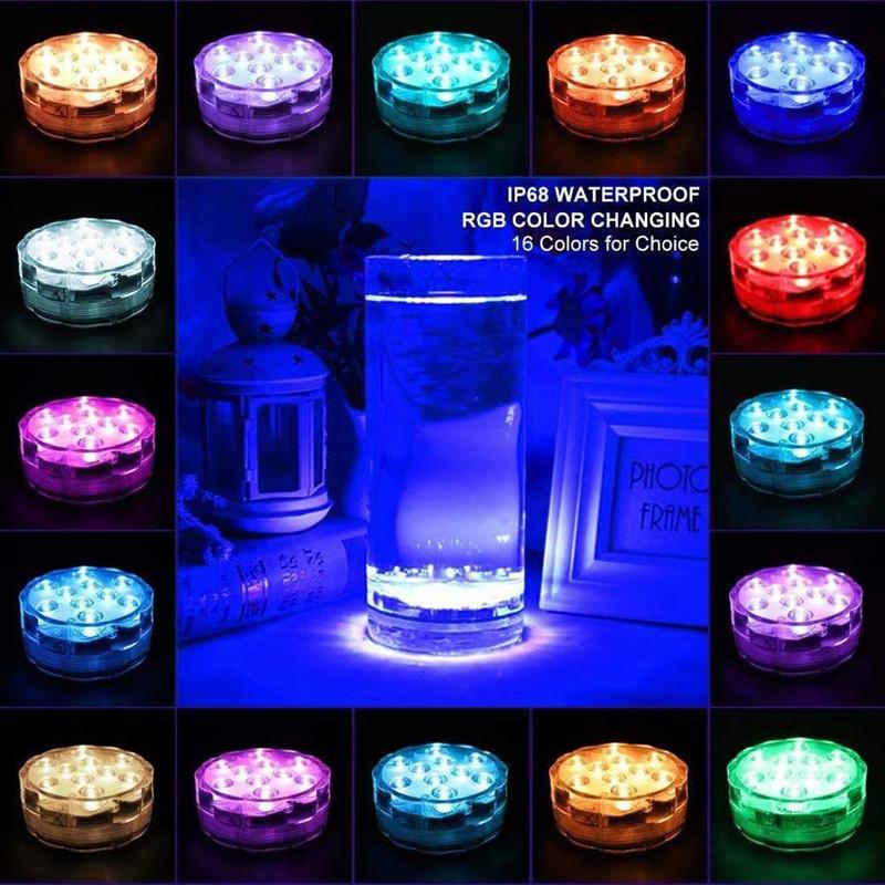 Ip68 Waterproof Multi-color Submersible Led Underwater Night Tea Light Vase Bowl Party Wedding Christmas Decoration