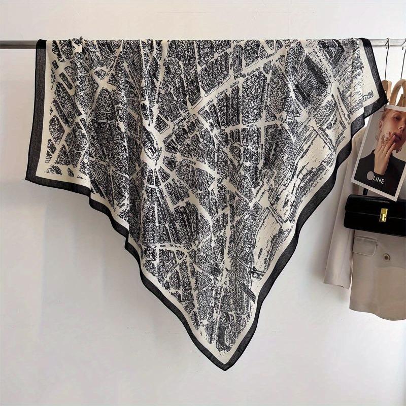 Spring and Summer Thin Imitation Cotton and Linen Shawl, Travel Photo, Color Printed Scarf, Air-conditioned Room Large Square Scarf