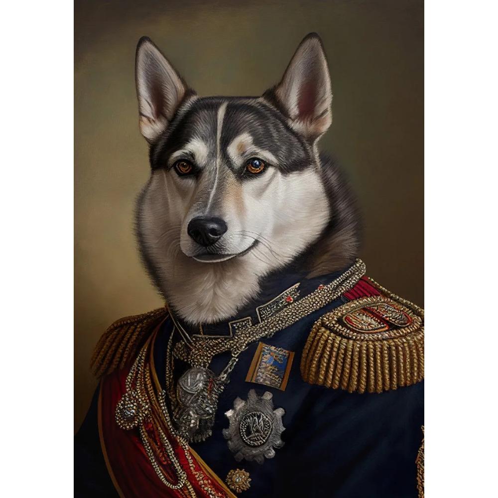 Animal Portrait Lion Fox Golden Retriever In Military Uniform Poster Print Wall Art Pictures Canvas Painting Room Home Decor