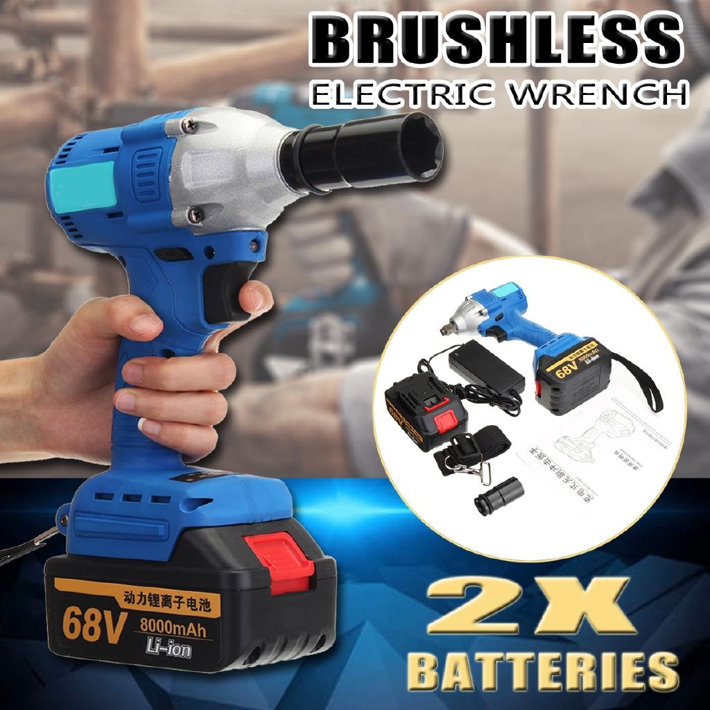 AC 100V-240V 330Nm Cordless Lithium-Ion Electric Impact Wrench Brushless Motor 2 Battery - intl