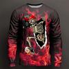 2026 neues Herbst/Winter 3D-Druck Flammen-Kratzmuster 3D-Druck Herren Rundhals-T-Shirt Langarm Locker Mode Oberteil