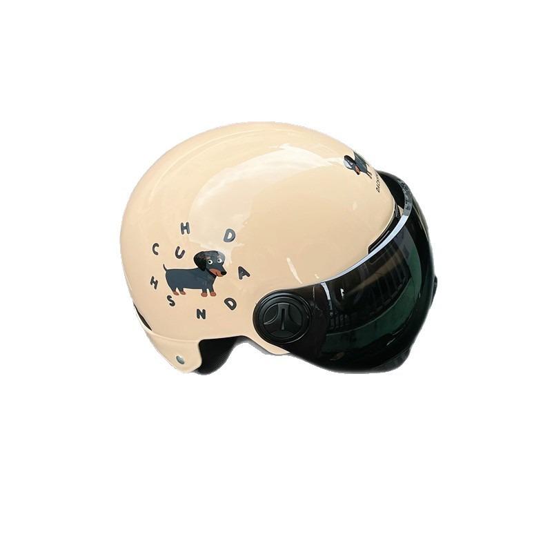 Little Black Dog C Electric Vehicle Helmet Cute Pass Hard Hat Women's Breathable Sunscreen Motorcycle Hat Tide