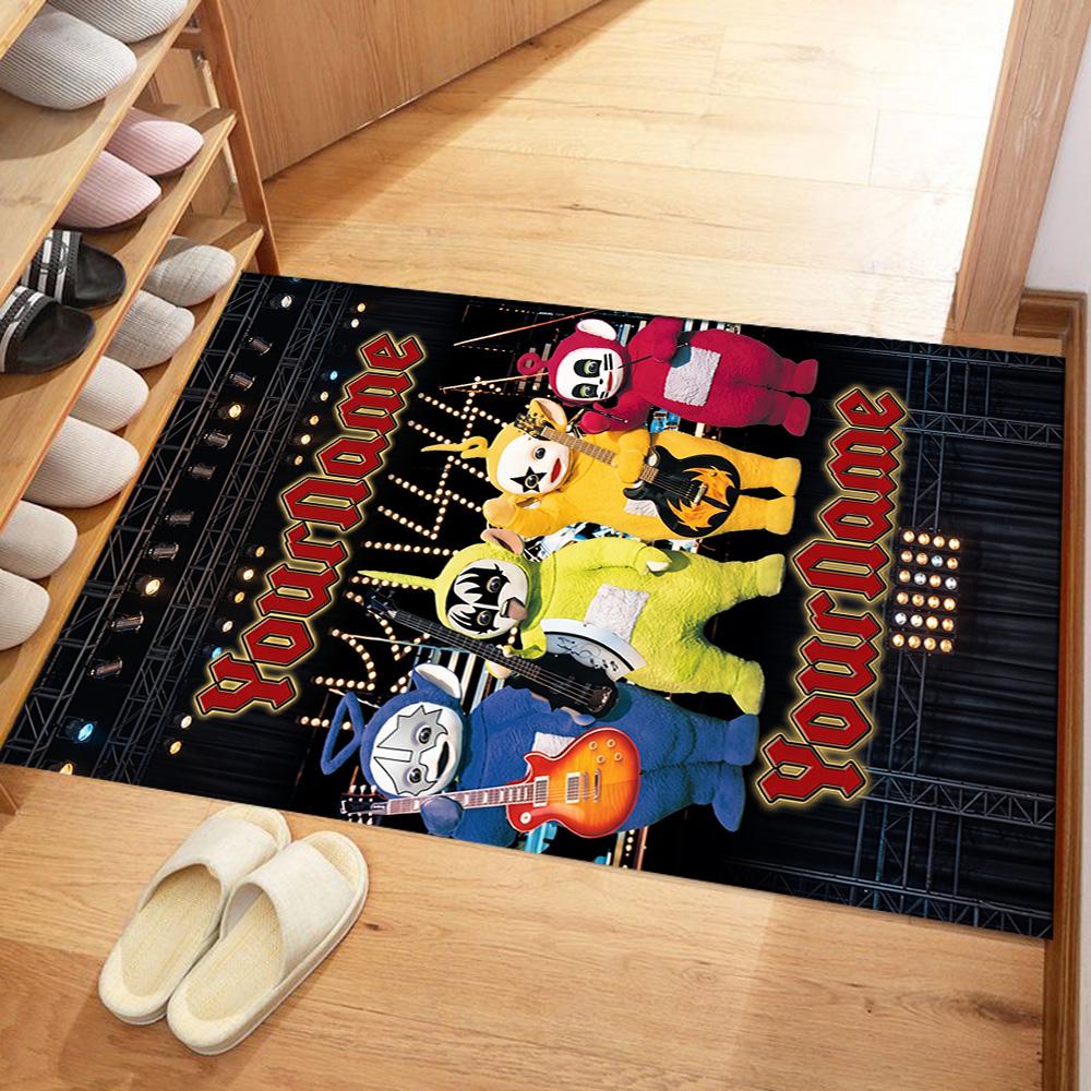 Teletubbies Customizable Name Floor Mat Design for Outdoor Game Room Study Room Kitchen Anti-slip Rug Anime Office Decor Birthday/Christmas Gift