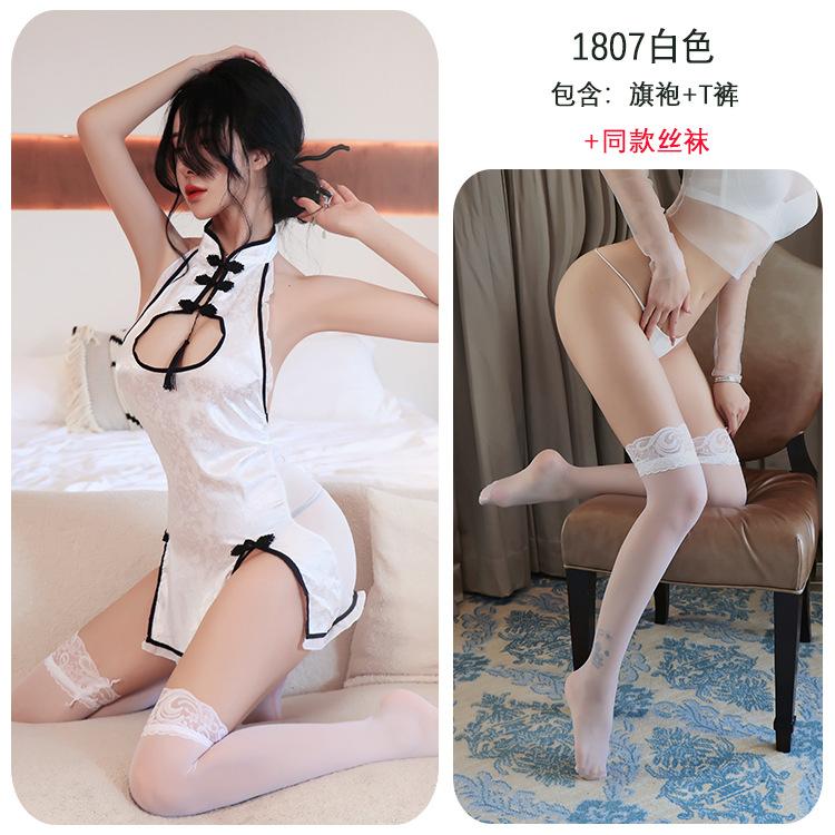 Sex lingerie sexy hollow retro cheongsam hot cosplay split uniform temptation