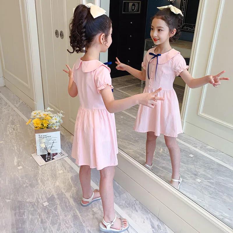 Girls' Dresses Summer Dresses Girls Princess Dresses Children's Summer Solid Color Cotton Skirts