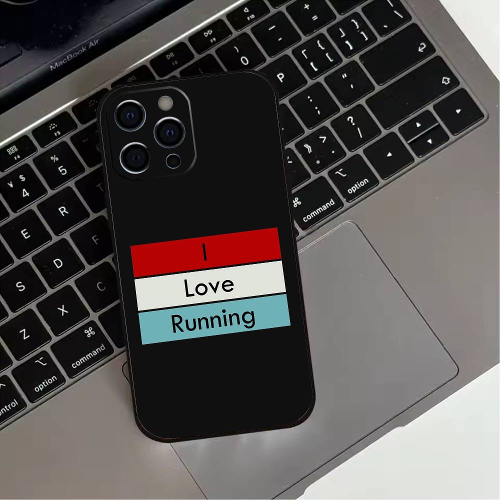 

I Love Running Phone Case For iPhone 17,16,15,14,13,12,11 Plus,Pro Max,XS,Soft Silicone Black Cover iPhone11PROMAX