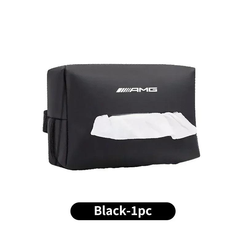 Car Tissue Bag Seat Back Hanging Sun Visor Armrest Paper Towel Box For Mercedes Benz AMG A C E S Class W201 W210 W108 W204 W205 p1