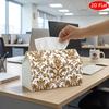 2D Flat, 1pc Tissue Box, Printed On Both Sides, Tissue Holder Featuring a Beige Damask Design, Perfect for Holiday Home Decoration, Kitchen, Living Ro