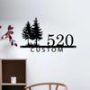 Metal House Number Sign, Personalized Pine Tree Address Plaque, Farmhouse Outdoor Name Plate, Rustic Mailbox Decor