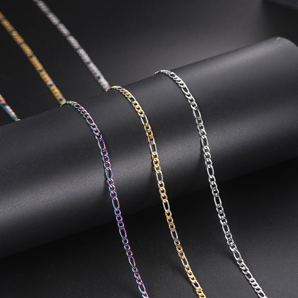 Men 's Figaro Chain Necklace Stainless Steel Minimalist 3mm 60cm Gold Color Fashion New Hip Hop Jewelry Gift Collar s