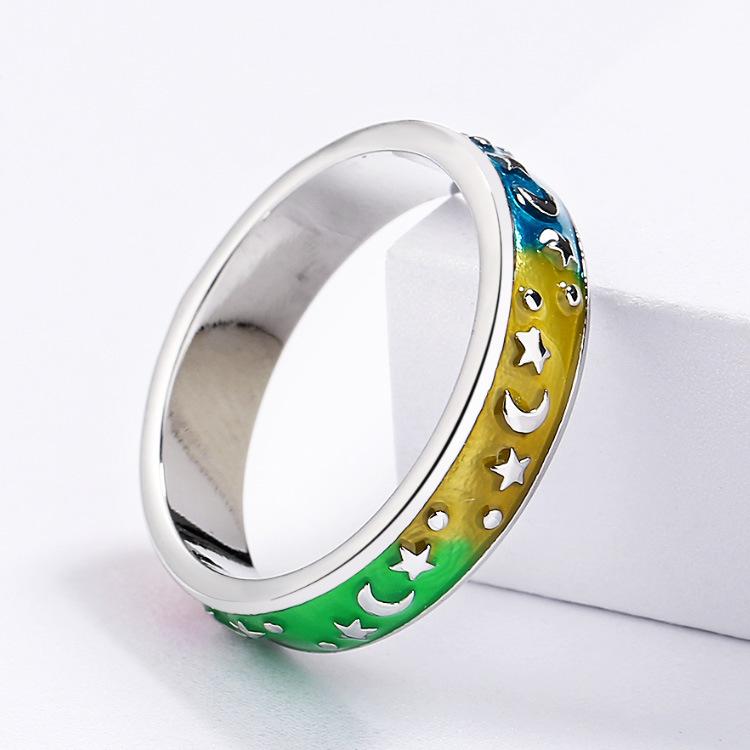 Rainbow Enamel Ring Ring Dreamy Stars Moon Stars Lovers Birthday Party Accessories