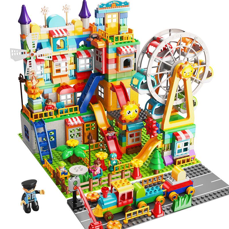 Feile Large Particle Educational Building Blocks Compatible with Lego: Castle and Amusement Park Set for Kids