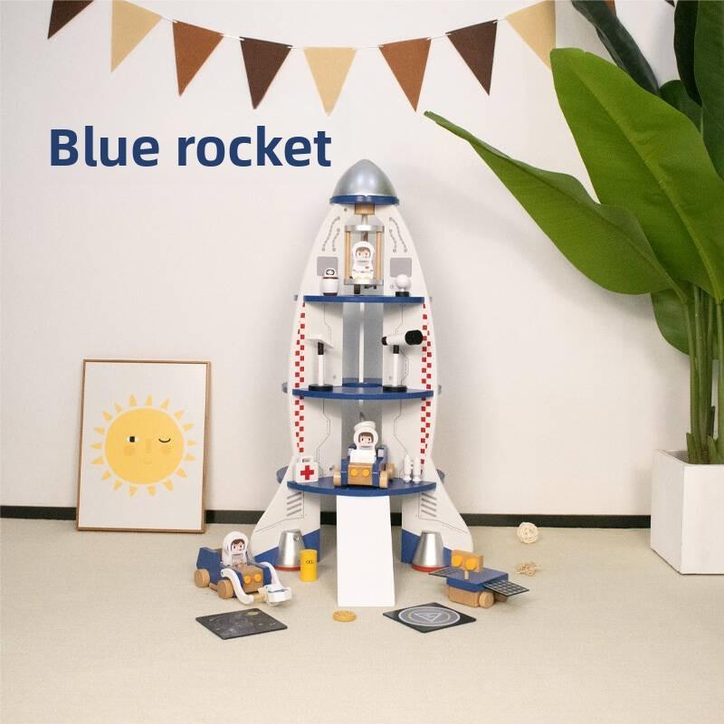 Wooden Space Kids Rocket Model For Learning And Imaginative Construction