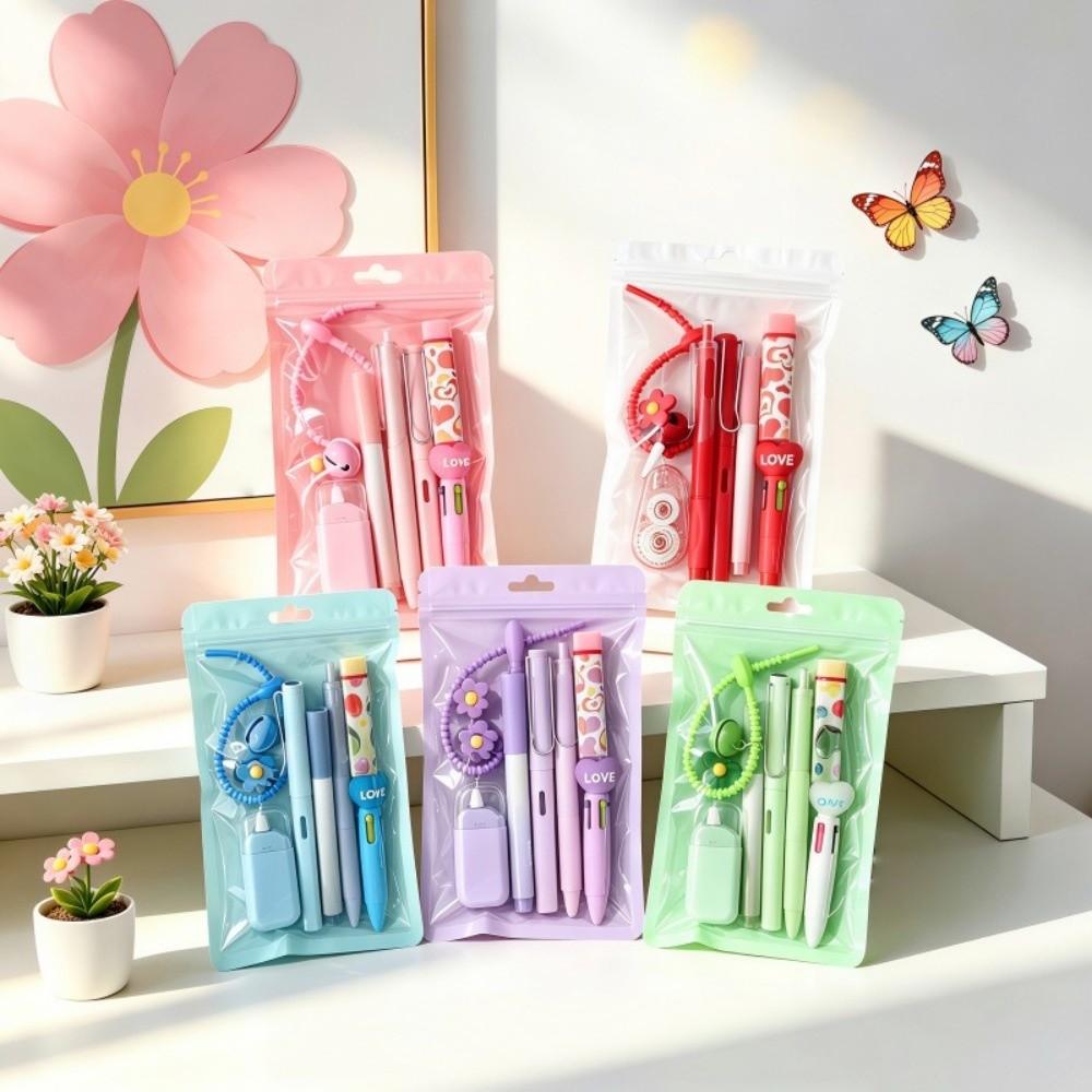 7-in-1 Flower Stationery Set Multi Color Pen Gift Set Kawaii 7 in 1 Pen Set  School Supplies