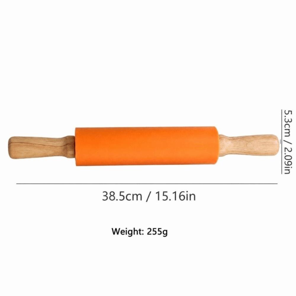 Solid Wood Handle Dough Roller Silicone Baking Rolling Pin Rolling Pin  Dough Pancake Pastry Cookie