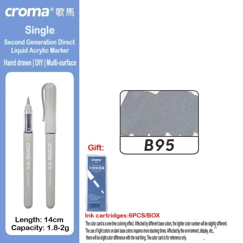 Croma 160/1 Farben Nachfüllbares Direktflüssig-Acrylmarker-Set mit Weicher Spitze, Waschbarer Aquarellpinsel Schulausstattung