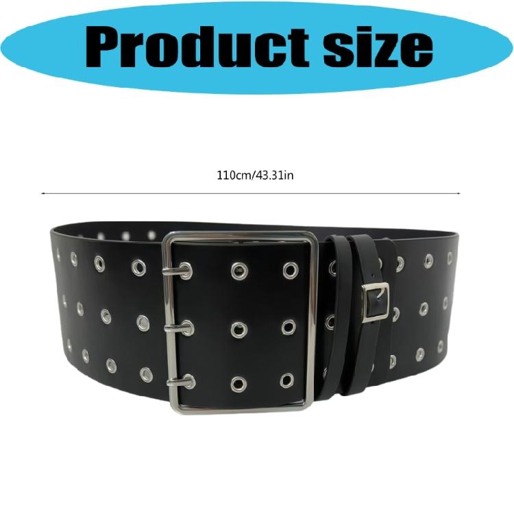 Punk-Bund Breiter Gürtel mit gotischen Ösen und Nieten Premium-Kunstleder Unisex-Accessoire