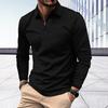 Hommes haut d'été fermeture éclair col rabattu manches longues pull coupe ajustée couleur unie doux respirant absorption de la sueur hommes chemise décontractée