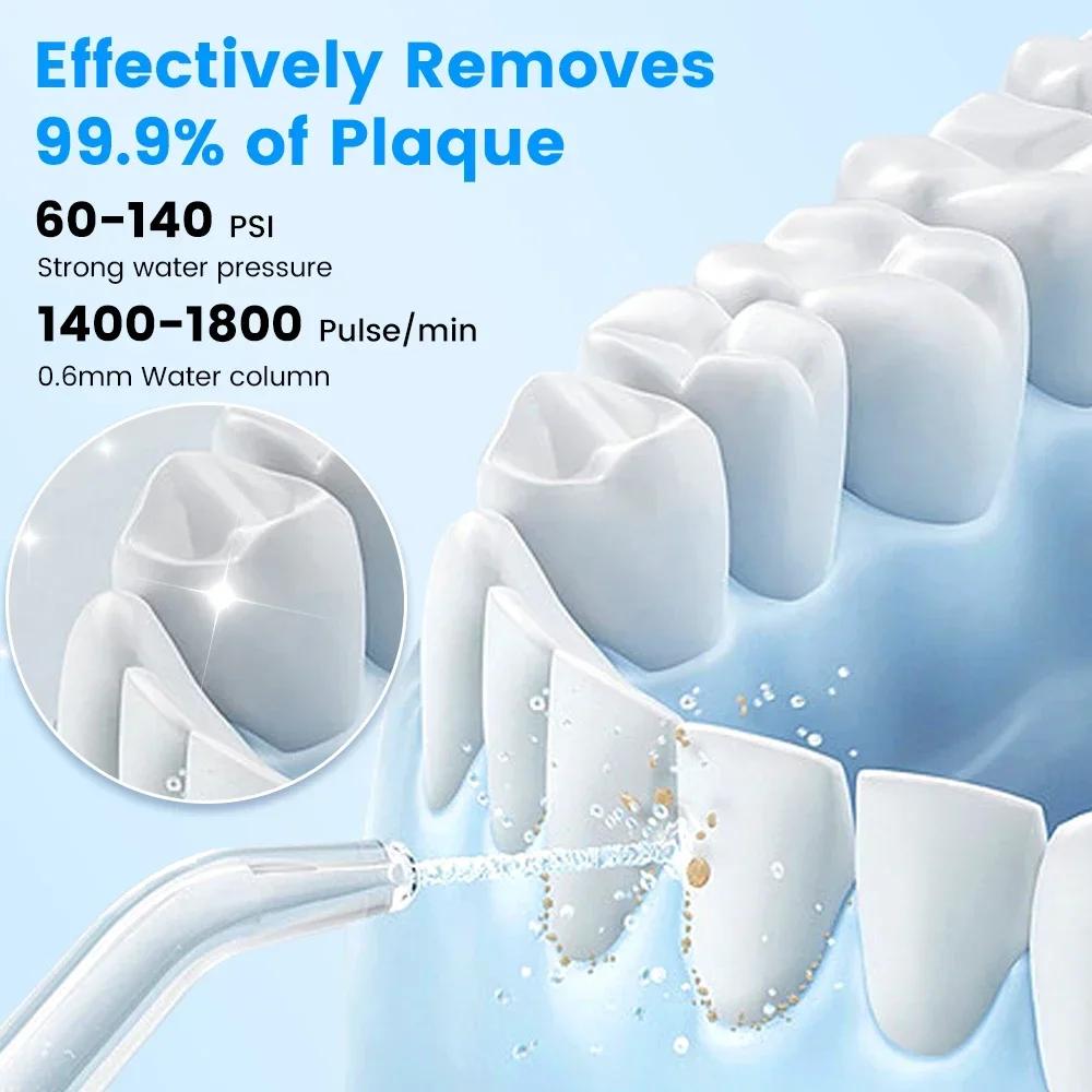 Wasserstrahl-Zahnreiniger Oral Irrigator 4-Modus Tragbar Zähne Wasserpistole 330ML Wassertank Zahnreiniger USB-Aufladung IPX7 Wasserdicht Reinigen