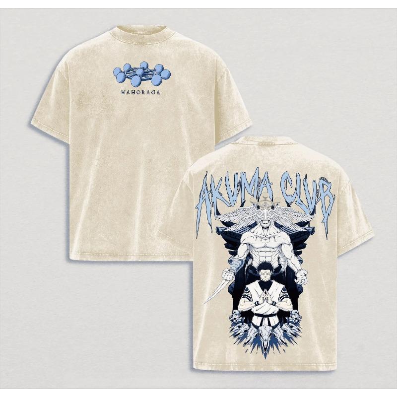 

Jujutsu Kaisen Ryomen Sukuna T Shirt Makora Washed Oversized T-shirt For Men s Clothing Summer Short Sleeve Cotton Soft Tees Top XXL бежевий