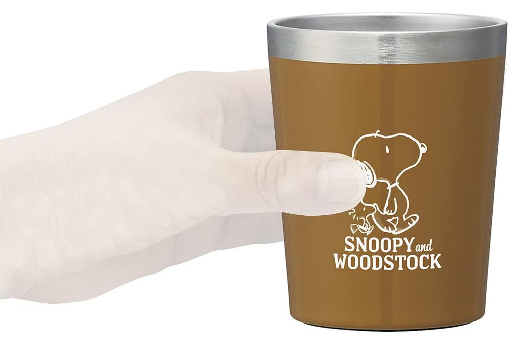 Skater Stainless Steel Vacuum Insulated Perfect for Hot or Cold Convenience Store Snoopy Design STCV1-A Tumbler, 240ml, Coffee, Small,