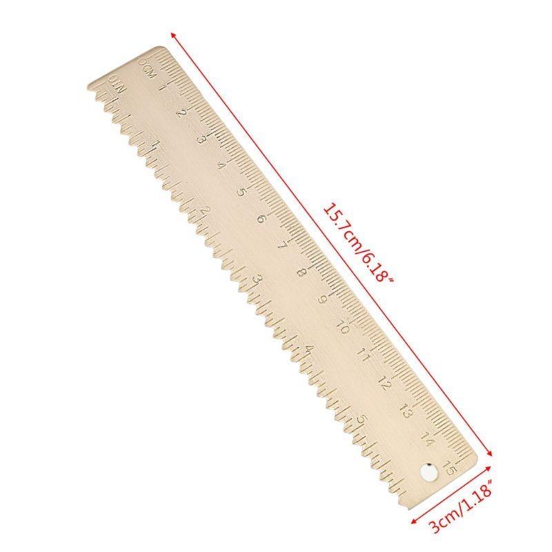 W89C 15cm Brass Straight Ruler Cartography Painting Measuring Student