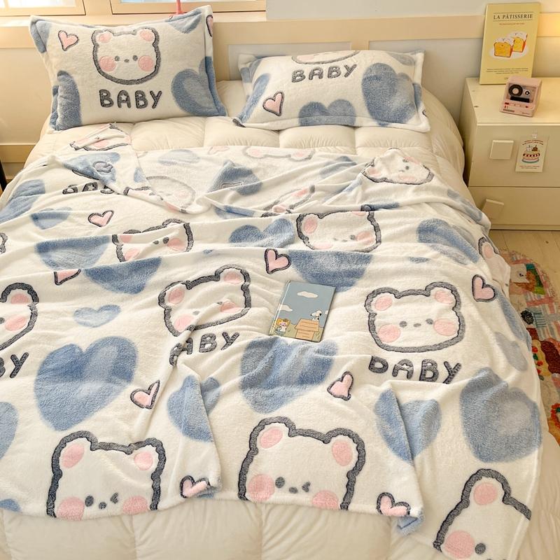 Cartoon Cute Bear Throw Blankets Super Soft Fluffy Lightweight Comfortable Flannel Couch Bed Blanket for All Season Kids Gifts