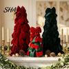 Atmospheric Holiday Decoration Velvet Bow Christmas Tree Decoration, Shaped Tabletop Ornament for Fireplace Dining Table Window Decor Light Luxury