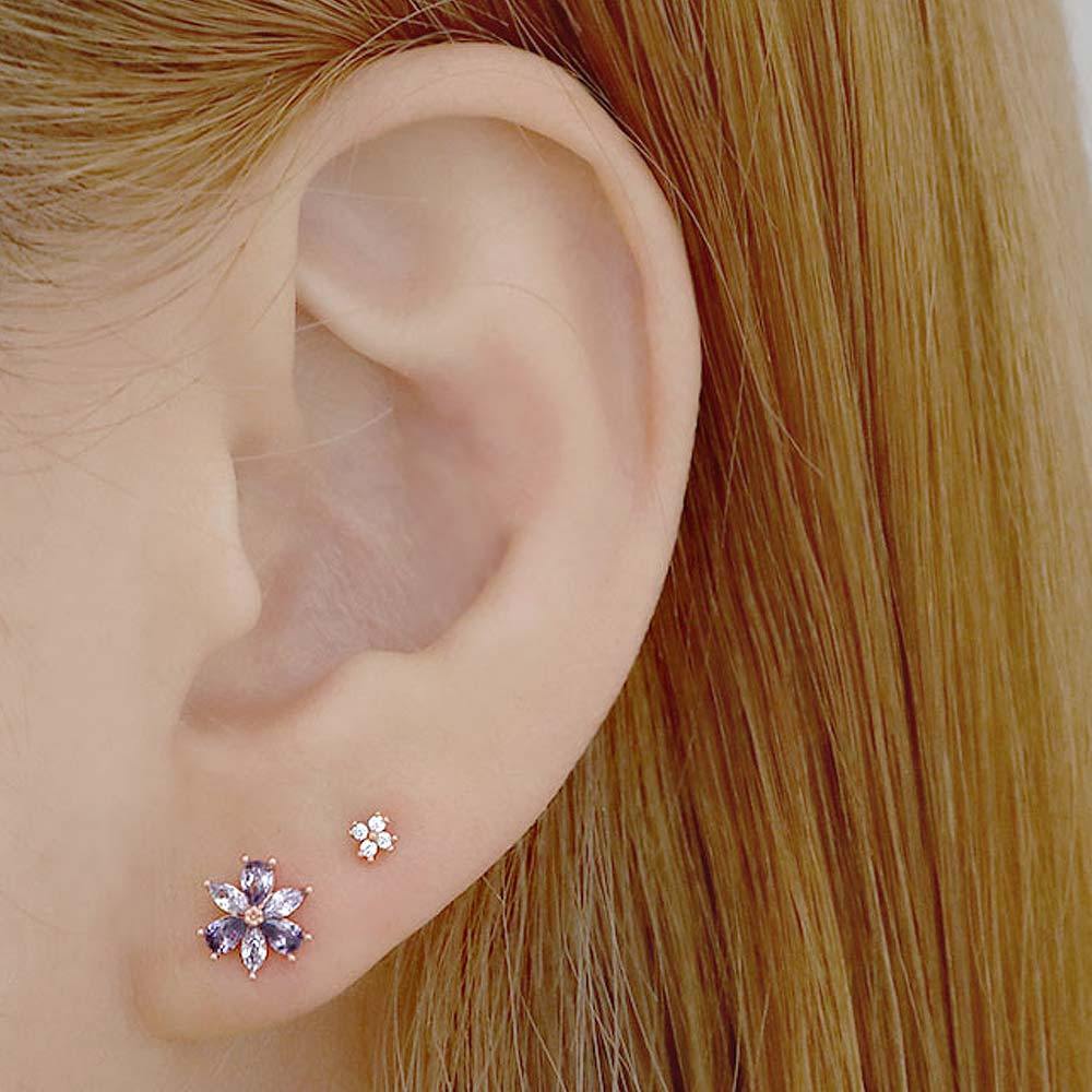 [1+1] 14K Gold Filled Pin Petite Flower Piercing (Single Sold)