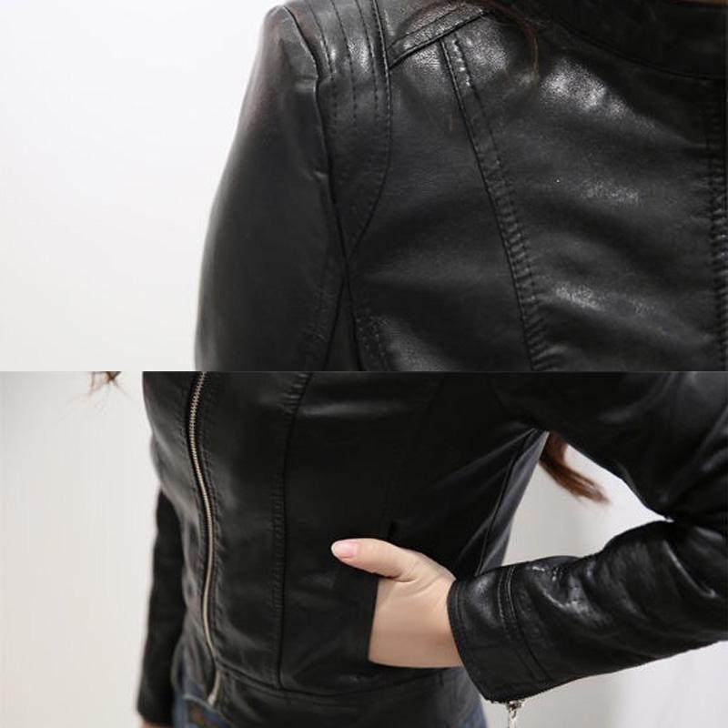 Damska wiosna jesień Pu skórzana kurtka Casual Slim Soft Moto Biker Faux Leather Jacket Female Coat