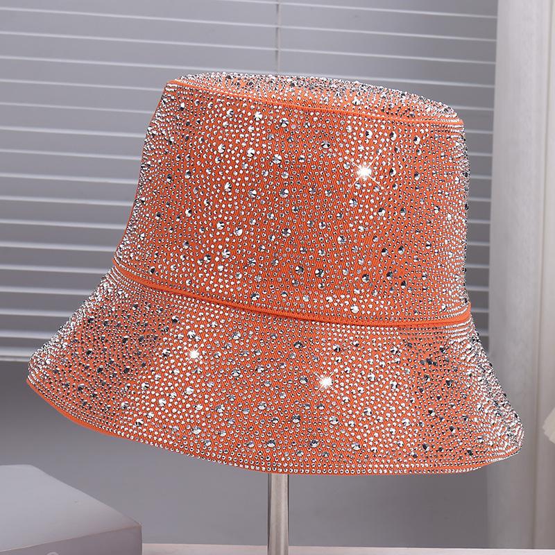 European and American Trendy Brand Foreign Gas Full Diamond Flat Top Fisherman Hat Children Heavy Industry Light Luxury Fashion Show Face Small Sunscr