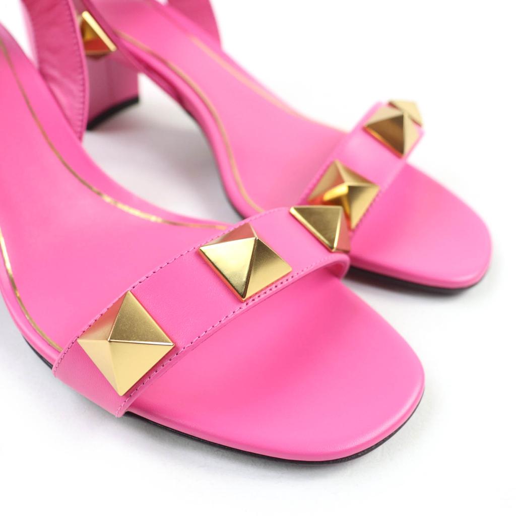 Pristine Valentino Garavani Sandals Rockstud Leather Pink Leather 37.5 XW2S0CR2 Used