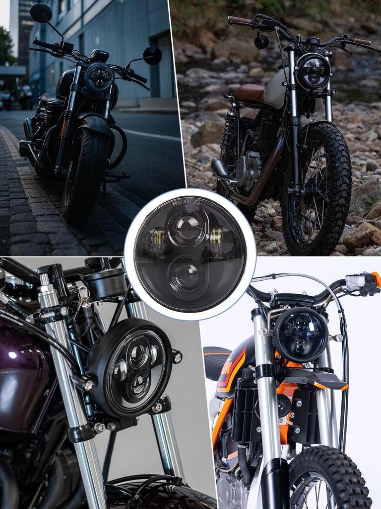 NORTHYUN LED Headlight with Motorcycle High IP67 Waterproof Compatible with Rebel Yamaha XSR Triumph Drag Star 5.75-inch Shell, Hi/Lo Switching, DRL,