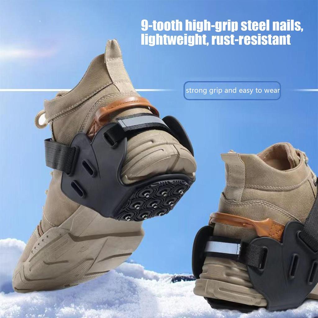 9 Spikes Crampons Non Slip Traction Chain Claws Ice Snow Grips for Mountaineering Hiking Walking on Snow and Ice Outdoor