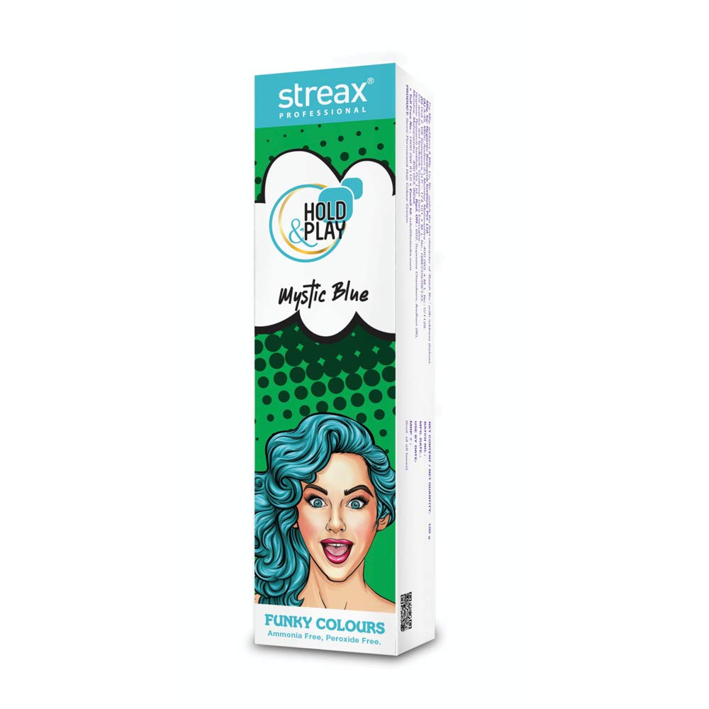 Streax Professional Mystic Blue Semi Permanent Hair Color 100g Pack Of 1 Ammonia Free Peroxide Free Vibrant Funky Hair Dye