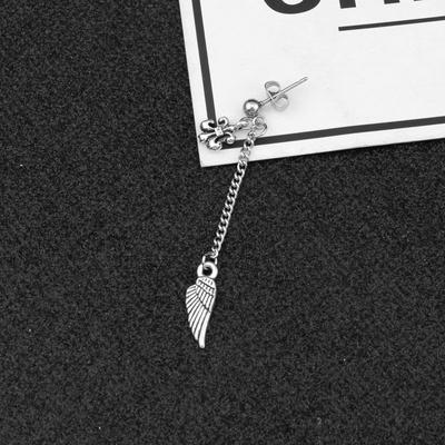 Neutral Style Stainless Steel Earrings Personalized Tassel Wing Earrings Earring Accessories Men and Women Pierced Ear Clips
