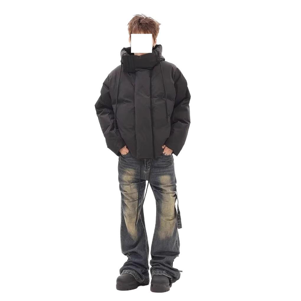 Men's Trendy Hooded Winter Coat - Thick Cotton Puffer with European & American Streetwear Design