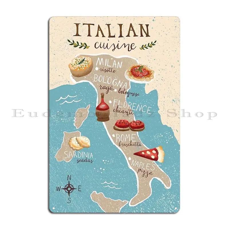 Pasta Italian Kitchen Art Kitchen Italy Food Vintage Spaghetti Macaroni Italian Food Vintage Art Map Metal Plaque Create 20x30cm(7.8x11.8inch)