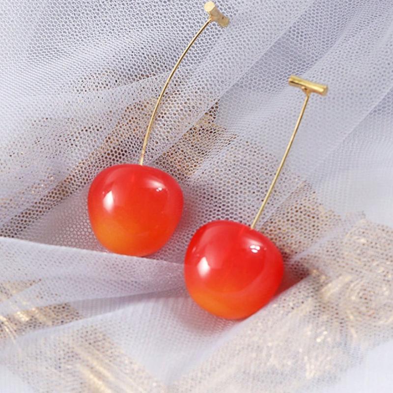 1 Pair Cherry Fruit Dangle Earrings Suitable for Women Daily Wear and Party