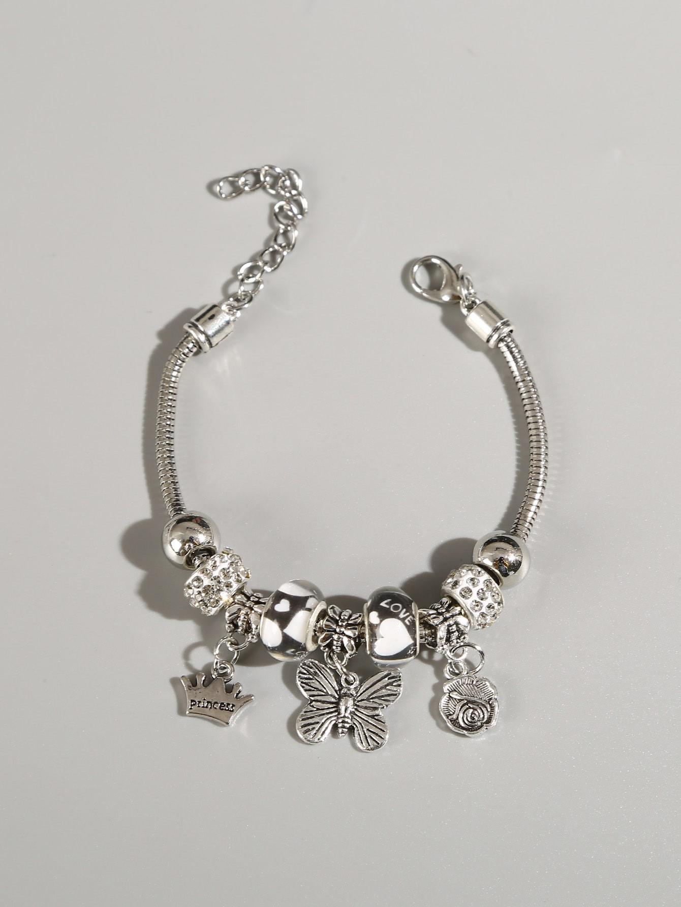 

Мужской модный браслет с бусинами лэмпворк в виде бабочки