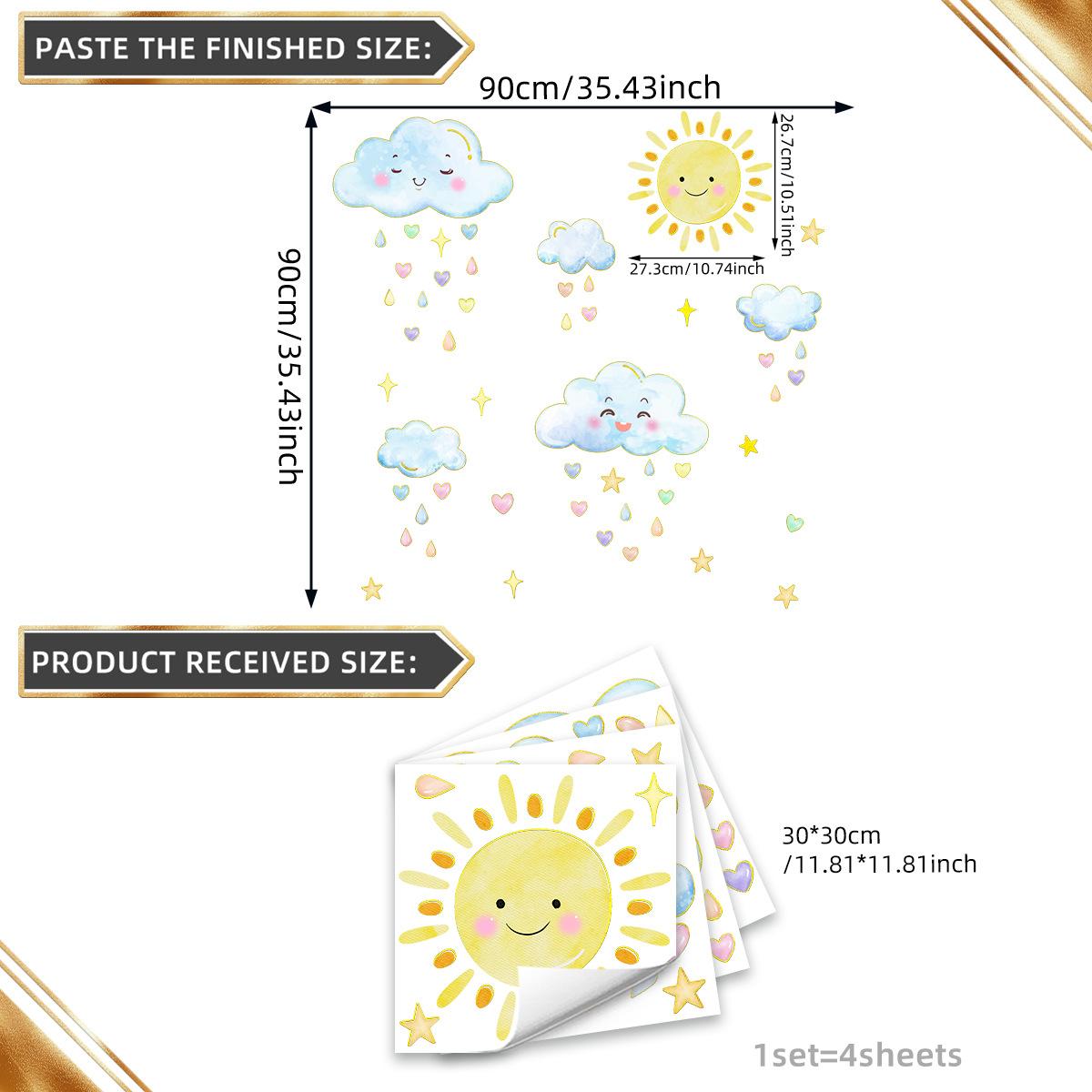 

Tj9004 Милый Солнце Облако Любовь Дождь Бронзирование Наклейка на стену Украшение Гостиная Спальня Фон Самоклеящаяся наклейка на стену