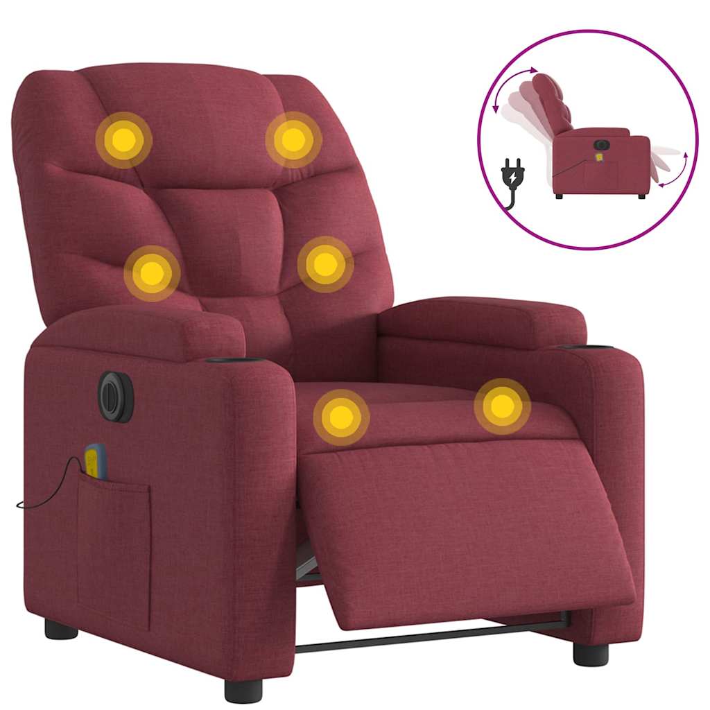 Electric Massage Chair Wine Red Fabric