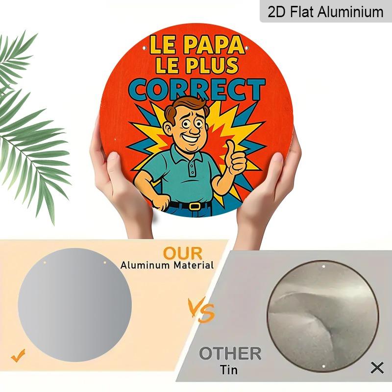 2D Vlakke Aluminium Vaderdag-thema Ornamenten in Verschillende Maten. Met een leuke, cartoonachtige weergave van een vader in het Frans, zijn deze ideaal