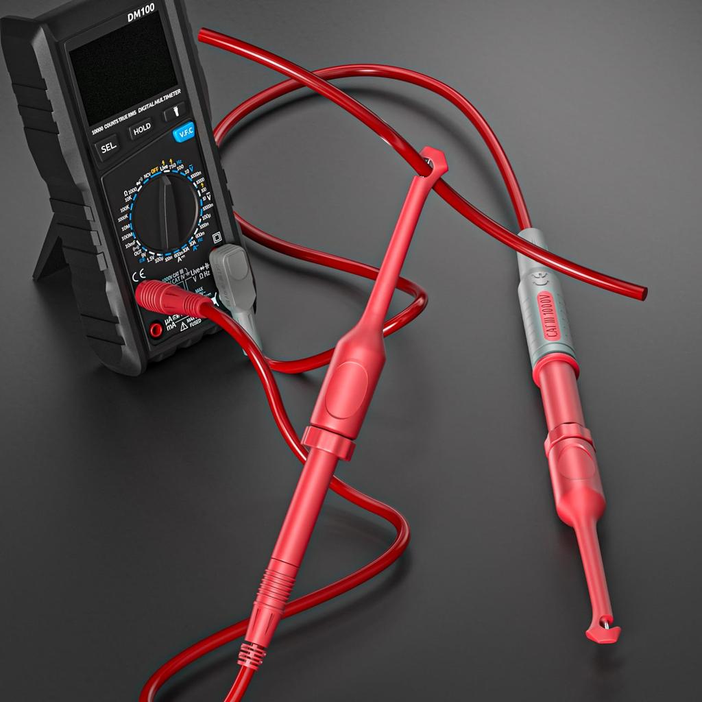 Cleqee Wire Piercing Probe Banana for Automotive Electrical Circuit Diagnosis and Multimeter Compatible 2-Piece (1mm Probe/4mm Plug) Repair, (Red