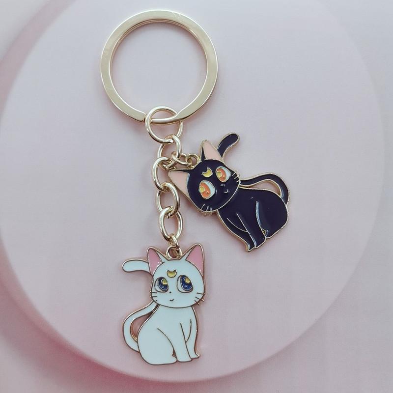 Sailor Keychain Moon Sweet Cat Girl Auto Metall Schlüsselanhänger Kreativer Cartoon Niedliches Paar Geschenk Tasche Anhänger Frauen Metall Charm Schlüsselanhänger