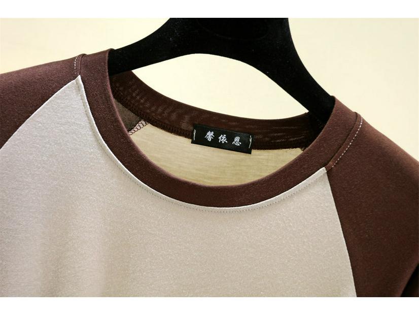 2024 Women's Black & White Color Block Raglan Long Sleeve Retro T-Shirt - Spring/Summer Loose & Slimming Base Layer