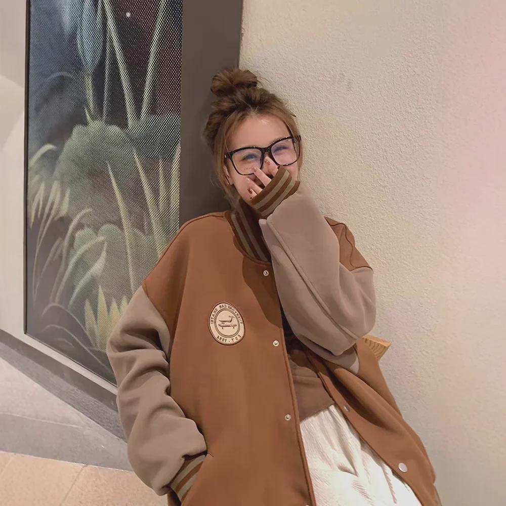 Women's Vintage Embroidered Plush Baseball Jacket - New Winter Style