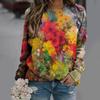 New Loose Casual 3D Floral Print Pattern Women's Round Neck Long Sleeved T-shirt